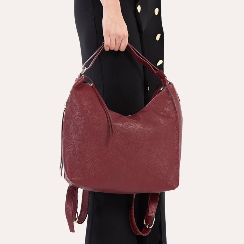 Kiko Leather - Versatile Shoulder Bag Burgundy